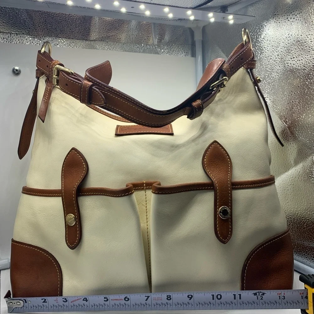 DOONEY And BOURKE genuine florentine vacchetta white leather satchel bag - Picture 13 of 16